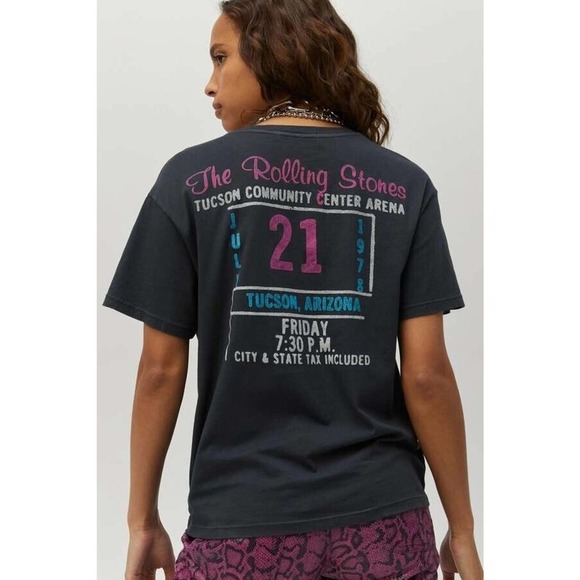 Daydreamer Rolling Stones 78 Ticket Boyfriend Tee Small Vintage Black - Picture 7 of 15